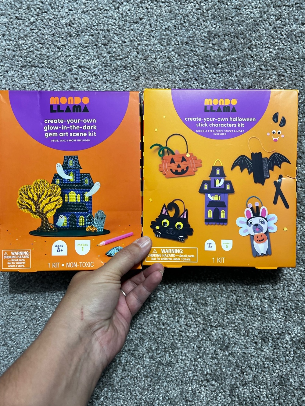 Mondo Llama 2 craft kits Halloween Gem Art Stick Characters Sets New